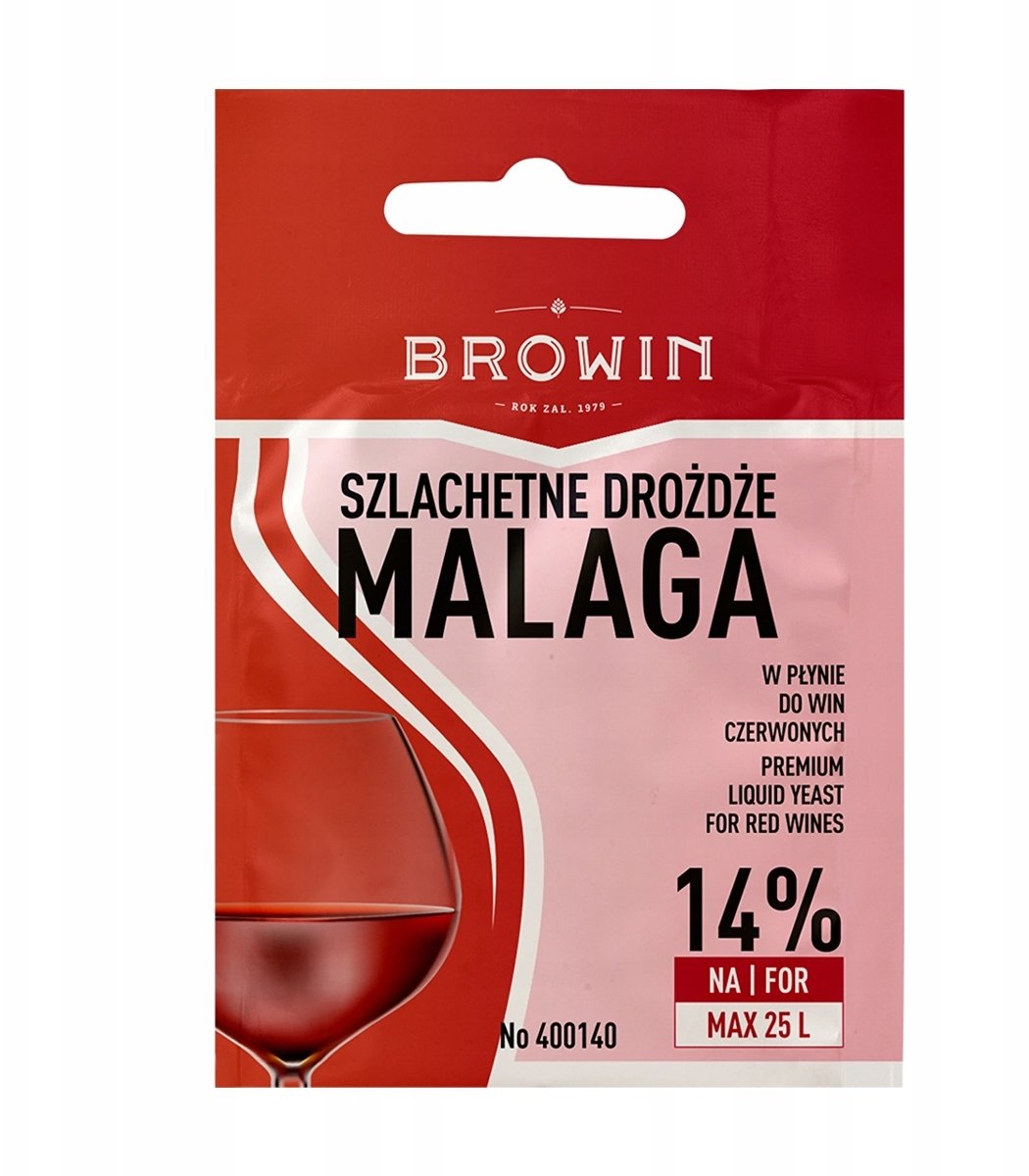 Agrecol DROŻDŻE SZLACHETNE PŁYNNE malaga WINNE DO WINA 20ML malaga wino