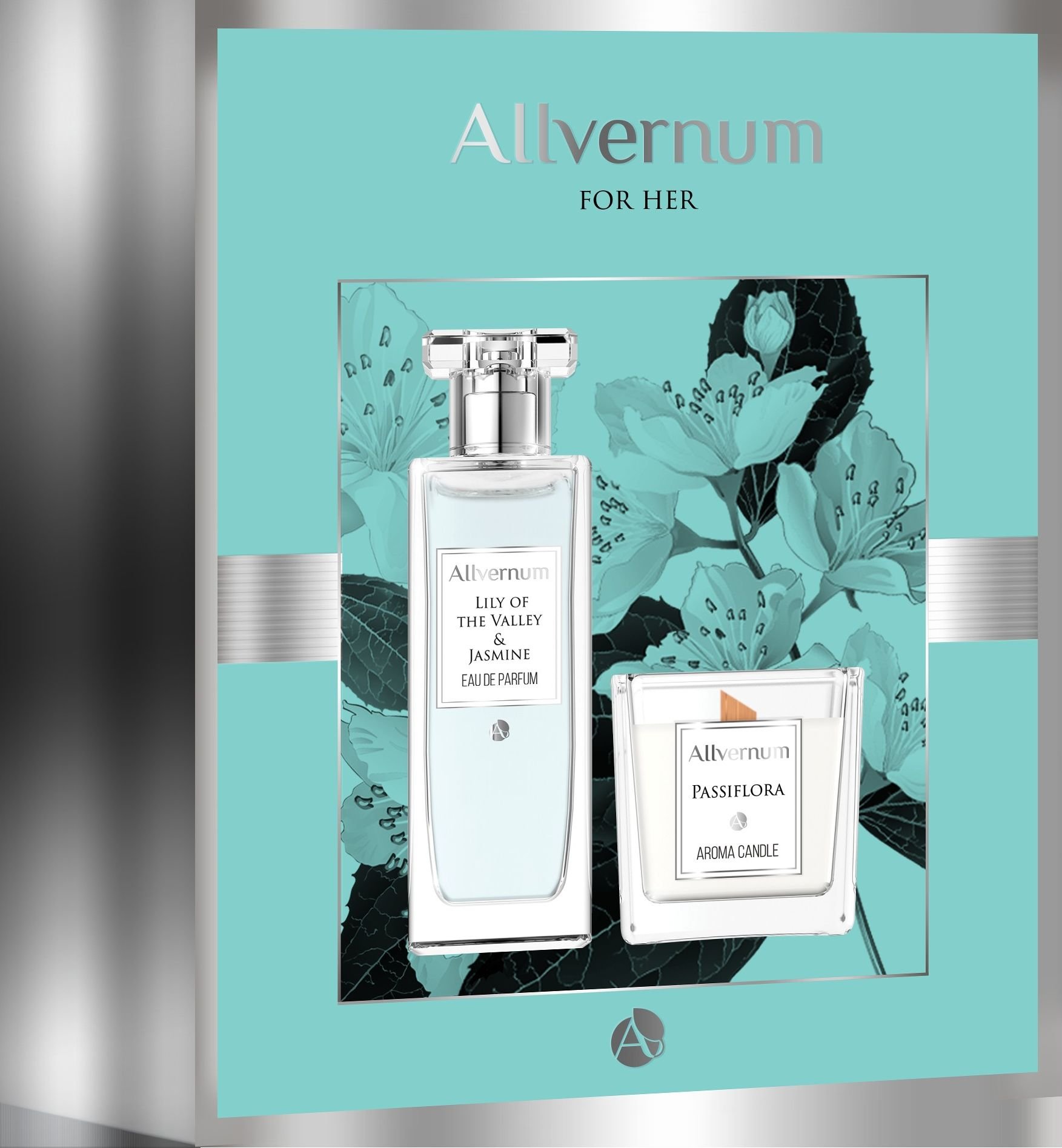 Allverne Zestaw dla kobiet Edp Lilly&Jasmine 50ml+świeca Passiflora 100g