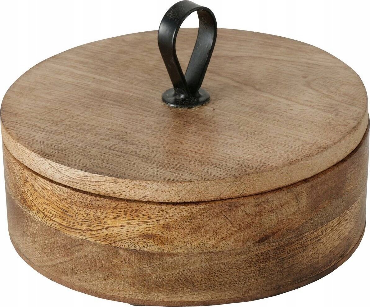 Boltze Pudełko okrągłe KABIR, drewno mango, Ø 19 cm