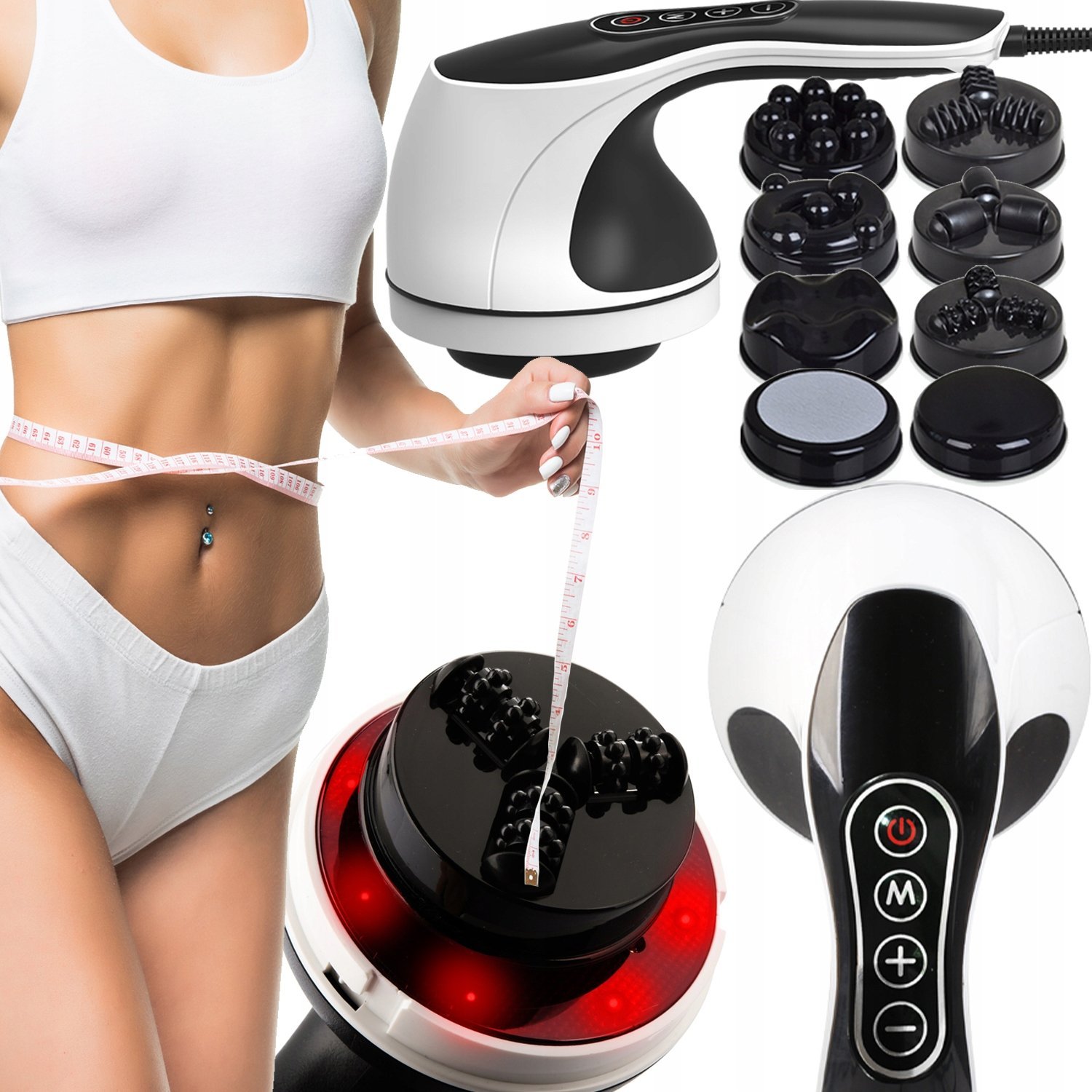 MASAŻER WYSZCZUPLAJĄCY 8 NASADEK 4 PRZYCISKI PL-666