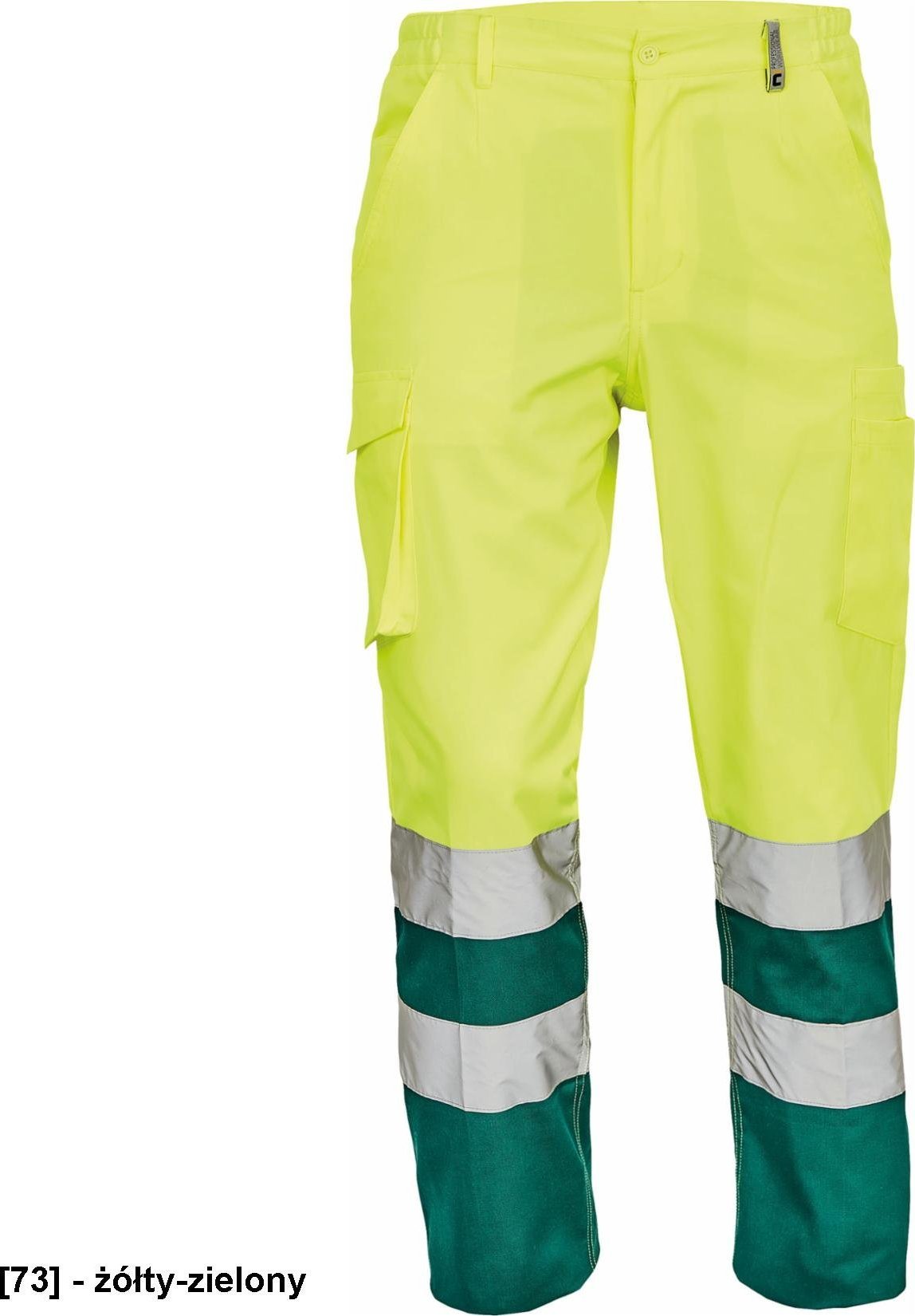 CERVA BURGOS HV spodnie ostrzegawcze z odblaskowymi taśmami wykonane z materiału Hi-Vis - żółty-granatowy 56