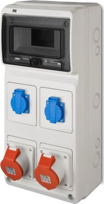 Elektro-Plast Rozdzielnica budowlana n/t RS 8-mod. 2x2P+Z, 2x3P+N+Z 16A IP44 szara 6241-00