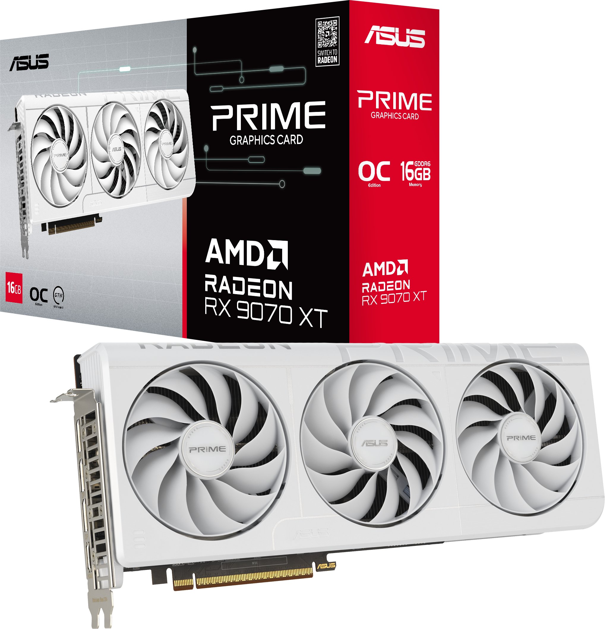 Karta graficzna Asus Prime Radeon RX 9070 XT White OC 16GB GDDR6 (PRIME-RX9070XT-O16G-WHITE)