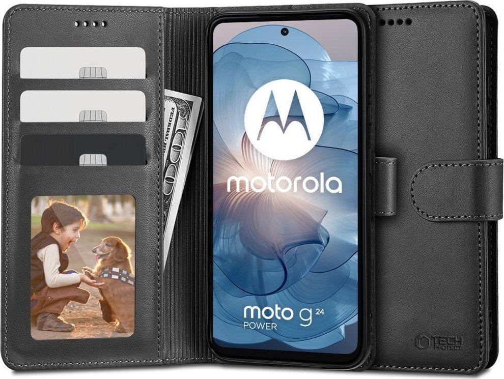 Tech-Protect Etui Wallet Motorola Moto G24 / G24 Power / G04 Black