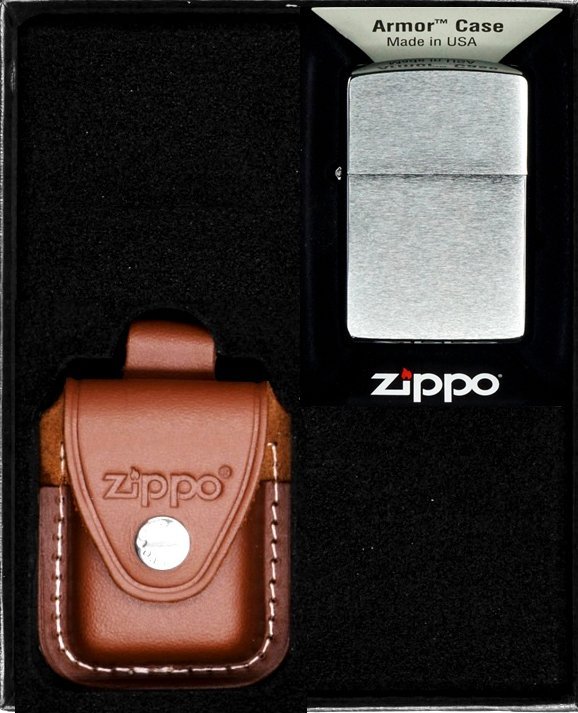 Zestaw ZIPPO Zapalniczka CHROME BRUSHED ARMOR Prezentowy No2