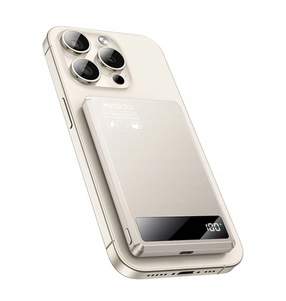 Powerbank 4kom.pl Yesido Powerbank YP66 5 000 mAh 20W USB-C + 15W MagSafe Złoty