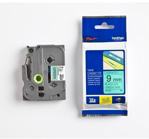 Taśma BROTHER TZe-721 9mm x 8m czarny na zielonym zamiennik