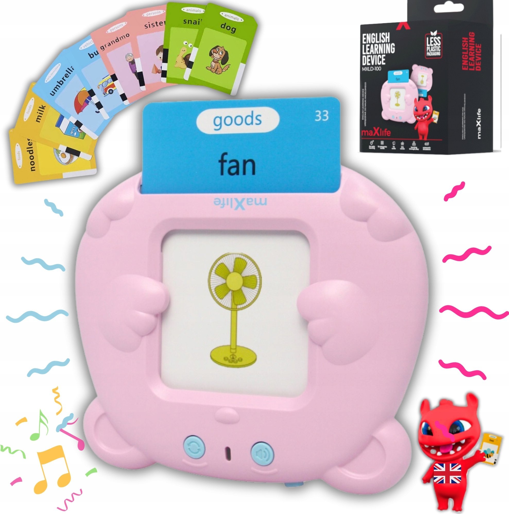 MaxLife KARTY DO NAUKI ANGIELSKIEGO Zabawka Czytnik Kart Do Wczesnej Nauki Języka