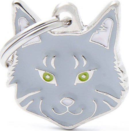 Zawieszka Adresówka Identyfikator z grawerem dla kota Mine Coon szary