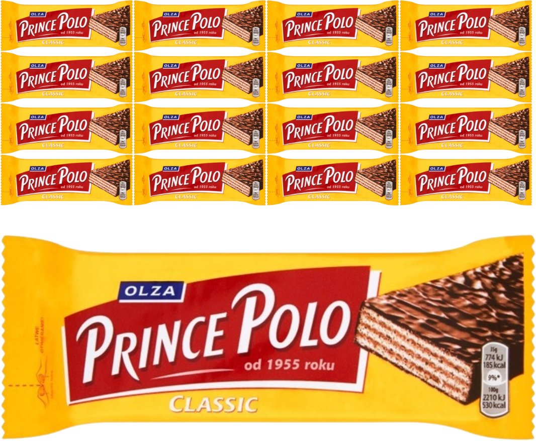Prince Polo Classic Kruchy wafelek z kremem kakaowym oblany czekoladą 35 g x 16 sztuk