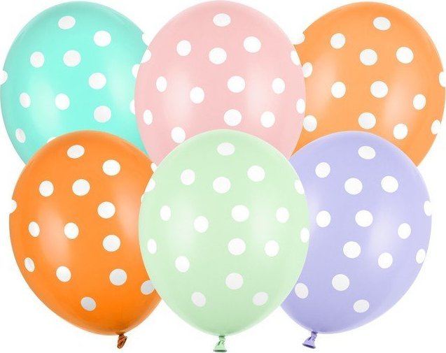PartyDeco Balony lateksowe 30cm w kropki grochy 6szt