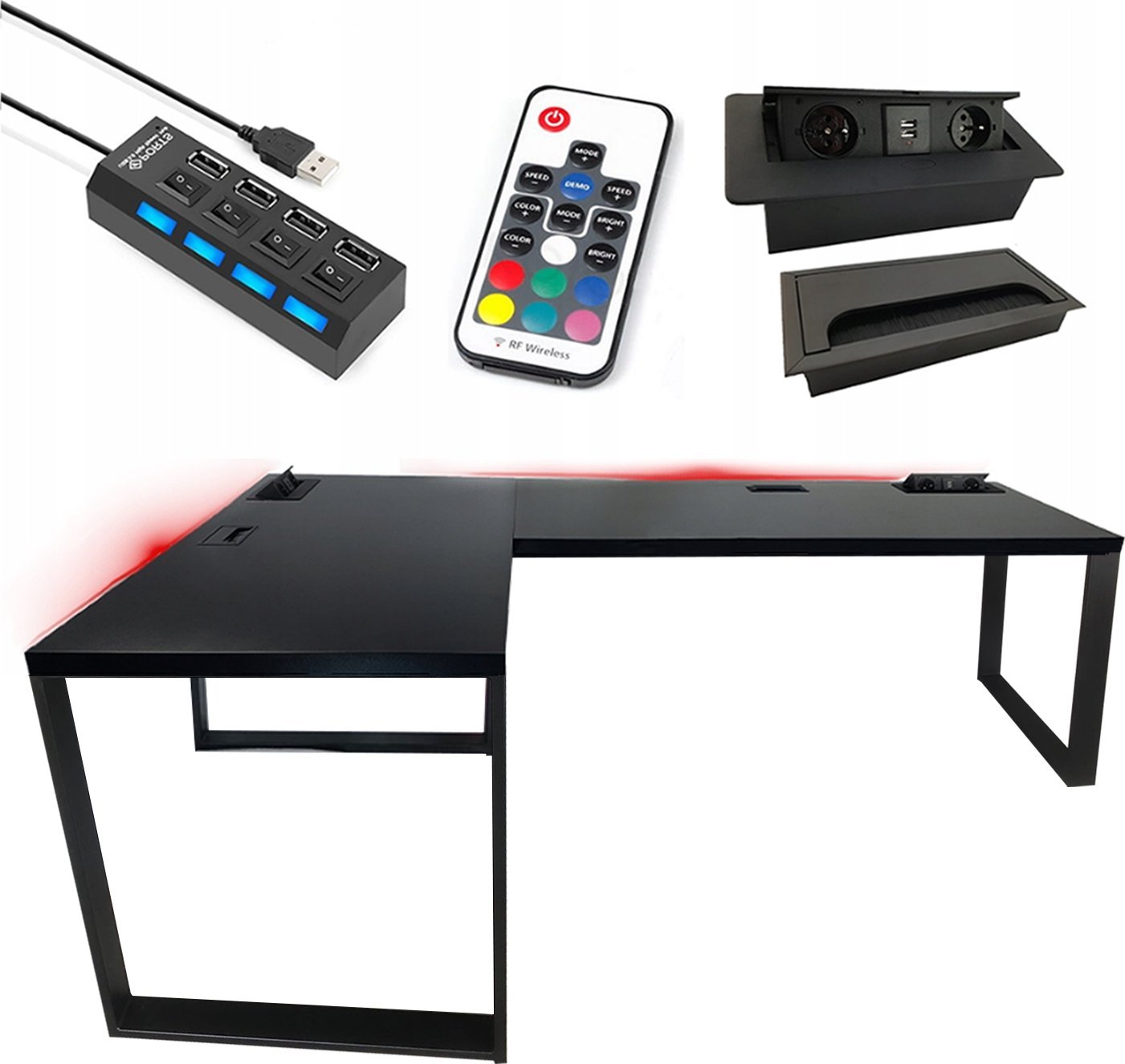 BIURKO GAMINGOWE NARONE LOFTOWE KOMPUTEROWE STABILNE GNIAZDO PRODUCENT