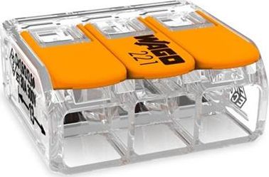 Wago złączka szynowa 3-przewodowa 3x0,5-6mm2 transparentna, pomarańczowa (221-613)
