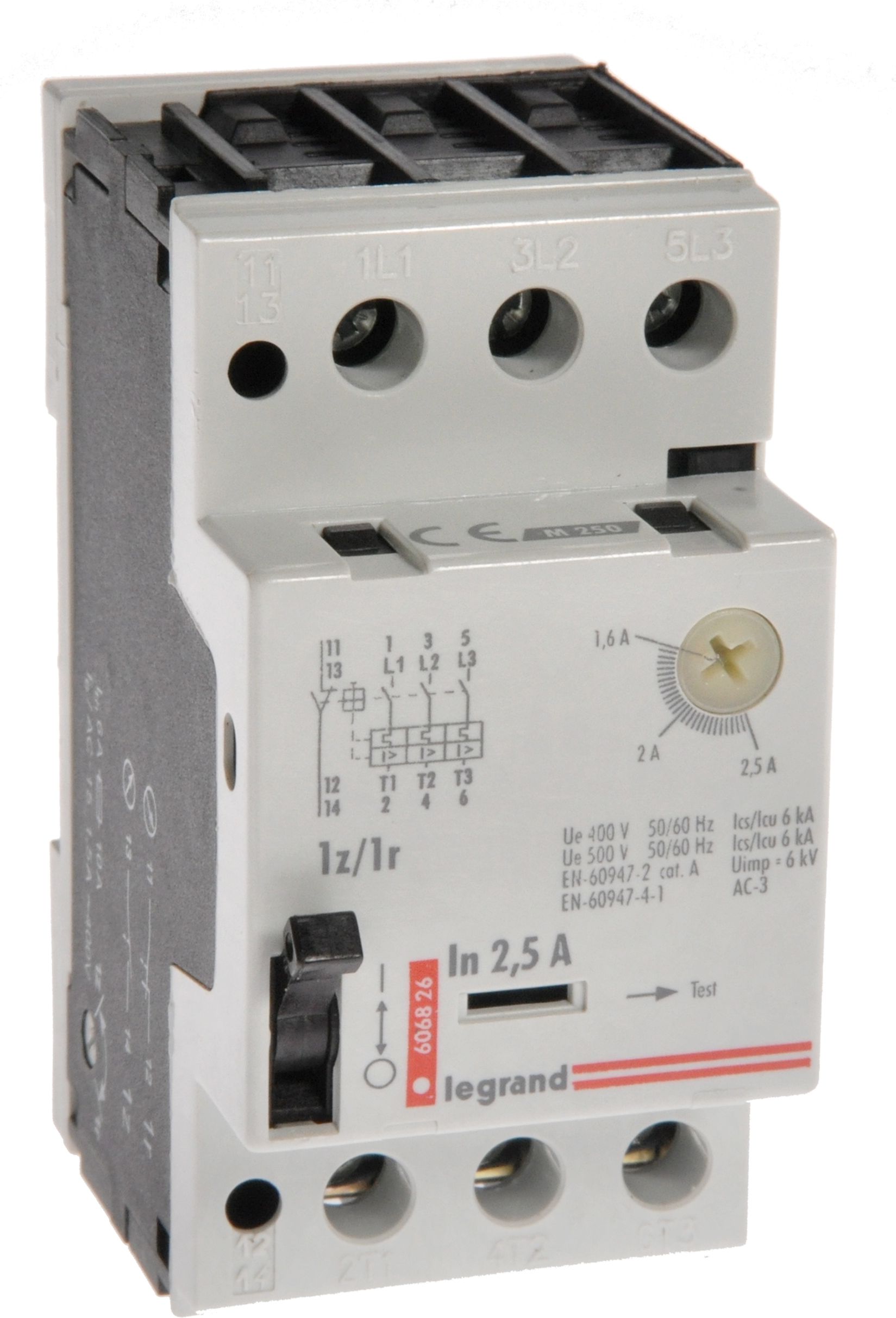 Legrand Wyłącznik silnikowy 3P 0,8kW 1,6-2,5A M250 1Z/1R 2,5 606826