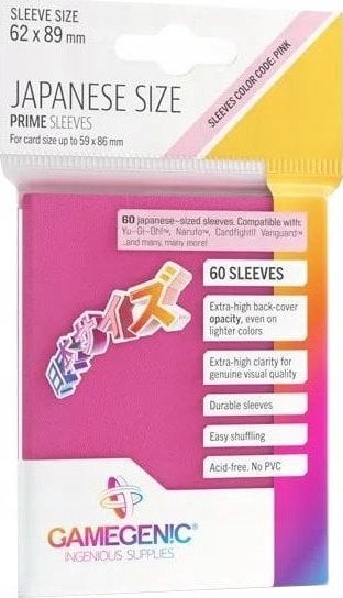 Gamegenic Gamegenic: Japanese Size Prime Sleeves (62x89 mm) 60 sztuk, Pink