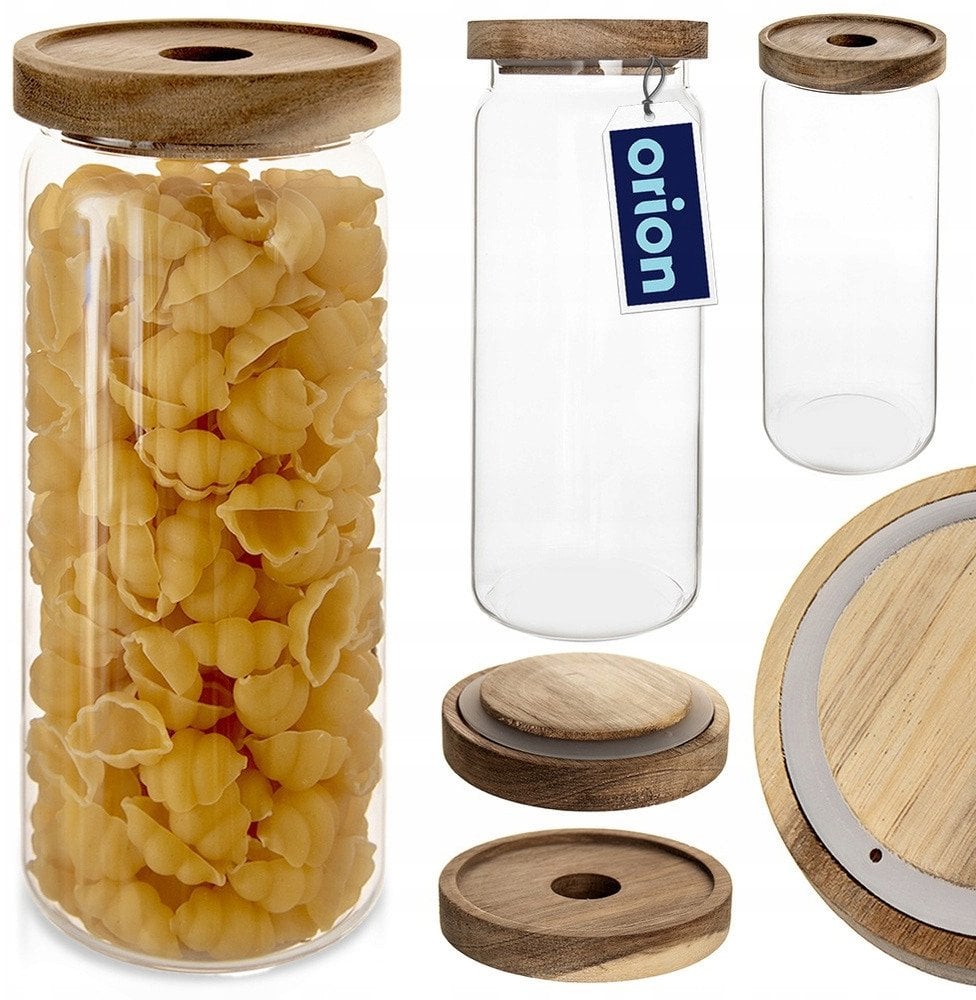 Pojemnik na Makaron Mąkę Płatki Szklany z Pokrywką Uszczelką ORION 1,6 l