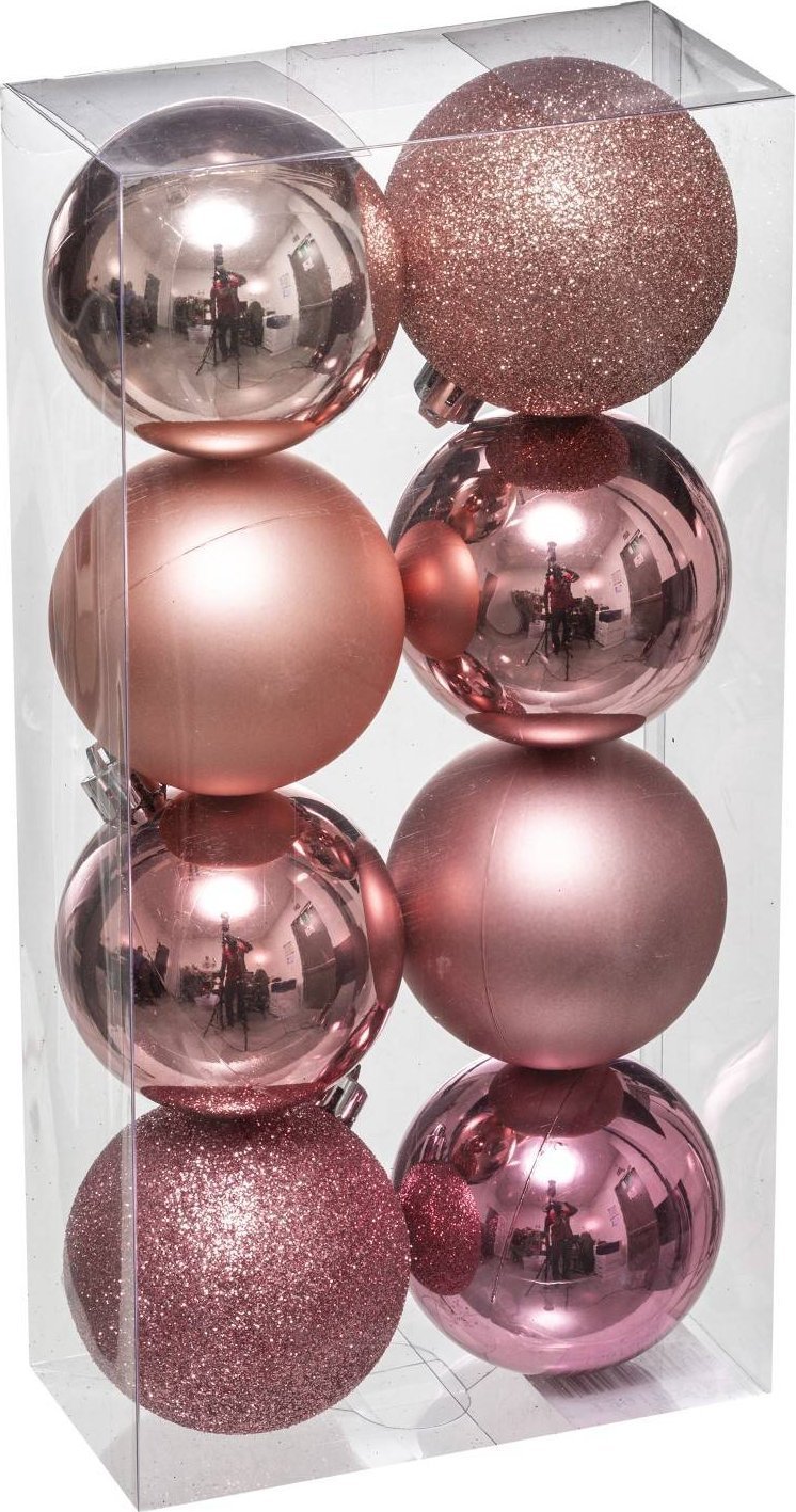 Atmosphera Zestaw ozdób choinkowych z tworzywa sztucznego 8 szt., różowe, Ø 7cm