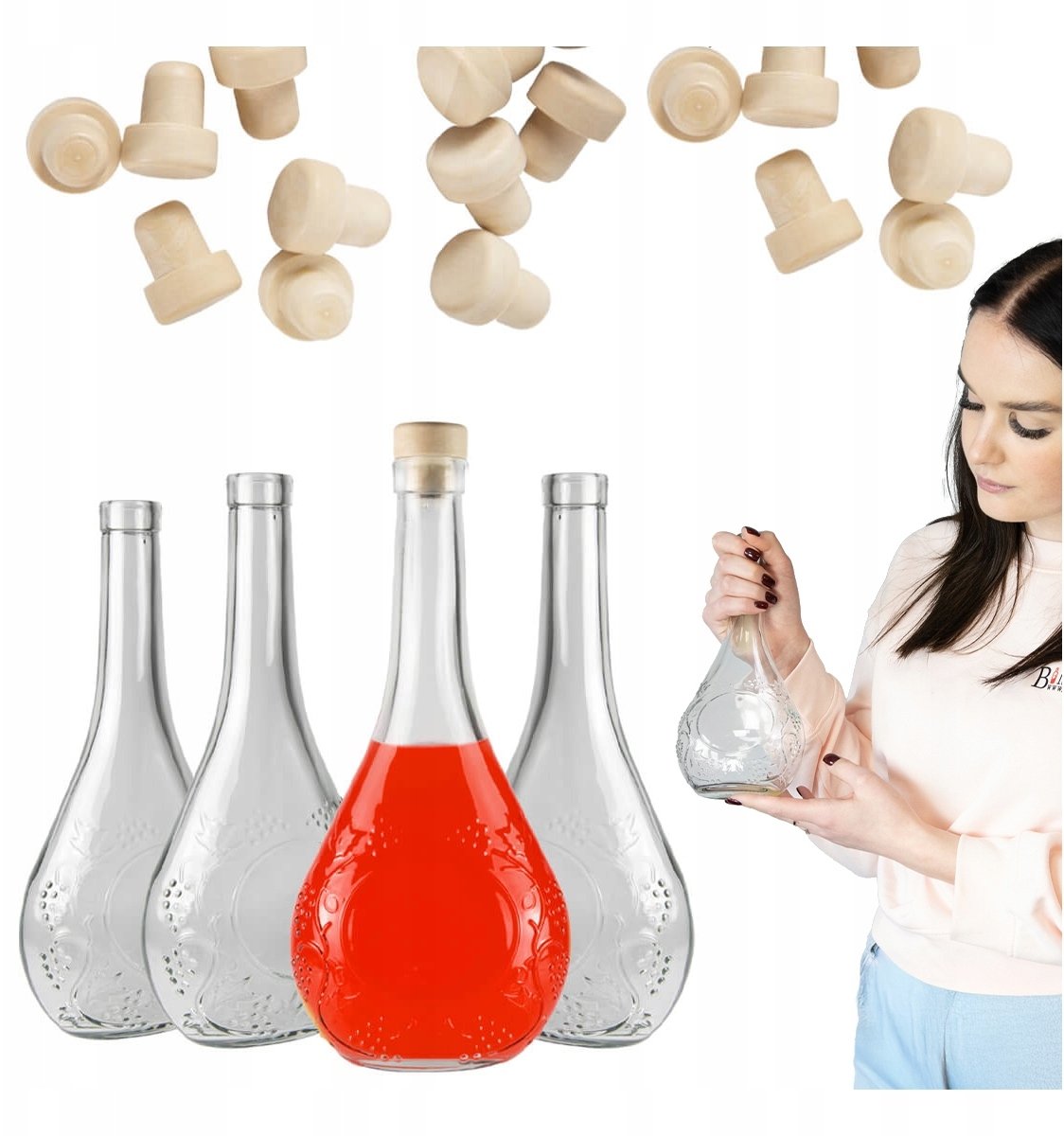 5x Butelki WINOGRON 500ml Szklane Butelki Na Nalewki Sok Wino Bimber 0,5l