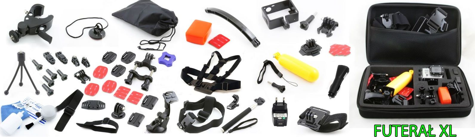 Xrec NAJWIĘKSZY Zestaw XXL do GoPro HERO 7 6 5 4 3+ + 3 2 1 / SJCAM S4000 SJ5000 SJ6000 / WSZYSTKO