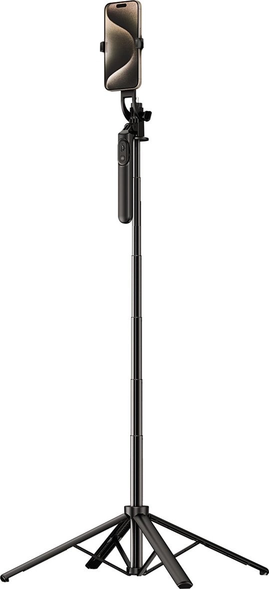 Selfie stick Hurtel Selfie stick WH181-Y1S teleskopowy statyw 1.75m ze stopu aluminium z uchwytem na telefon - czarny