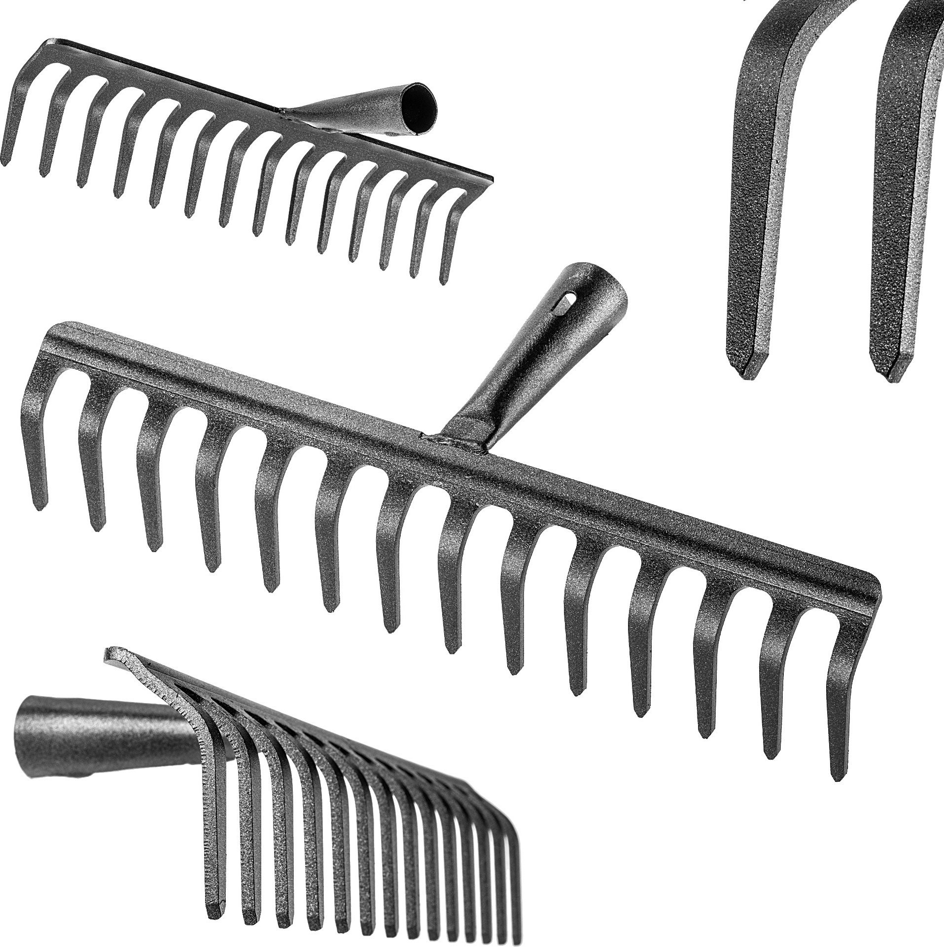 Kadax KADAX Grabie Do Liści Stalowe 14-Zębne Grabki Ogrodowe Gleby Trawy Bez Trzonka