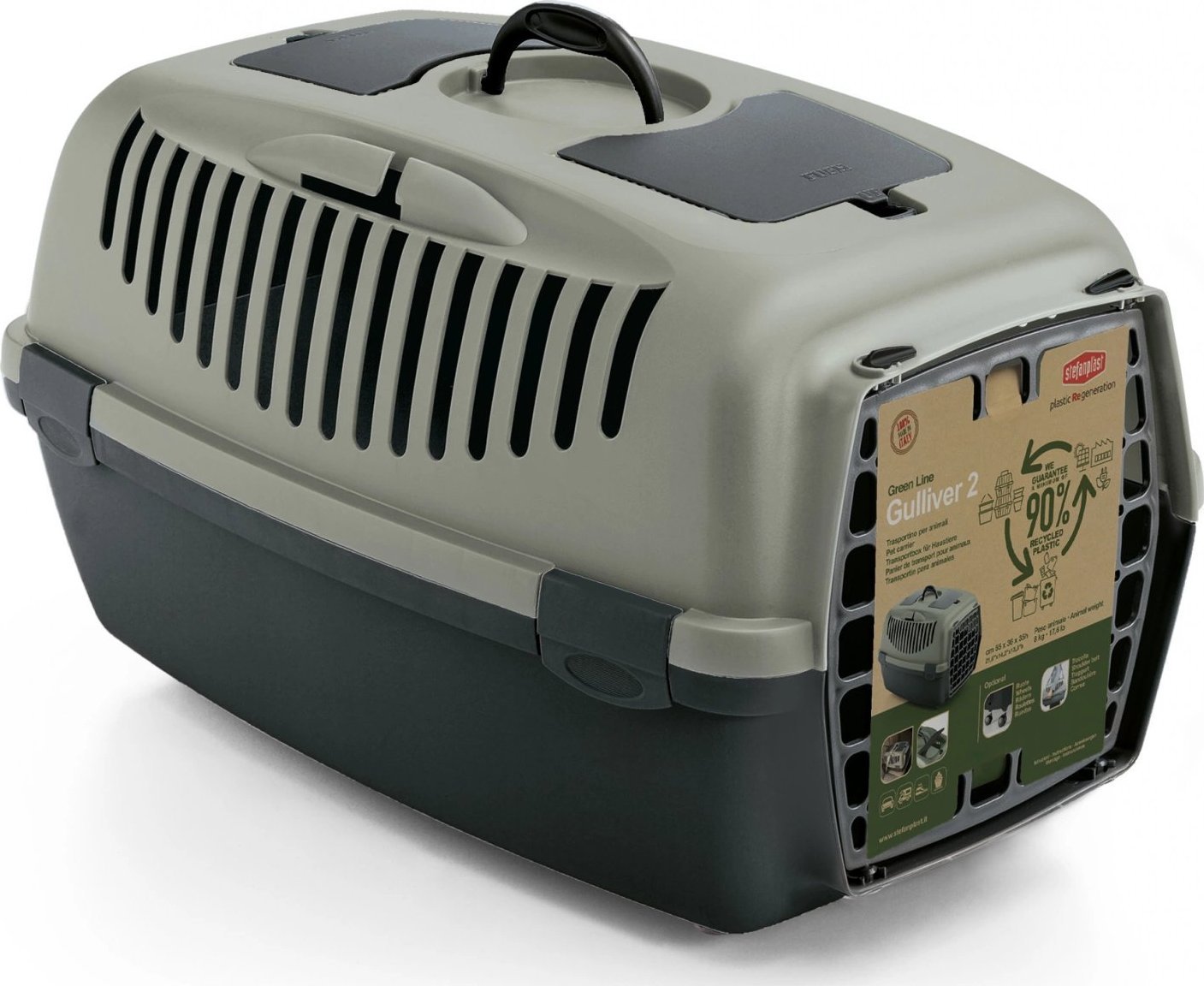 Zolux ZOLUX Transporter GULLIVER 2 z plastikowymi drzwiczkami kol. zielony, z recyklingu