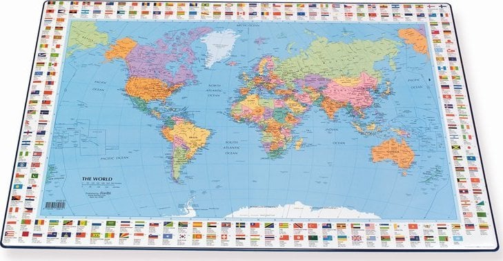 Bantex Bantex 100551500, 630 mm, 440 mm, World, Political map, Plastic, Multicolour