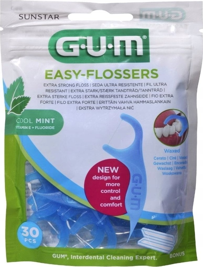 Sunstar Sunstar GUM Easy-Flossers, Nić dentystyczna, 30 sztuk