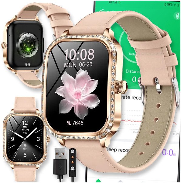 SMARTWATCH WATCH ZEGAREK AMOLED BLUETOOTH ROZMOWY MENU PL DAMSKI SMARTBAND MK88