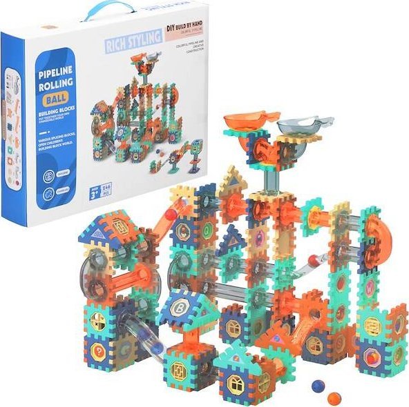 Springos Klocki konstrukcyjne, montażowe dla dzieci 246 el. tor kuleczkowy, kolorowe UNIWERSALNY