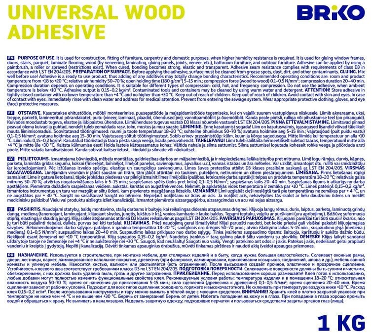 UNIVERSAL WOOD PVA D3 GLUE BRIKO (1 KG)