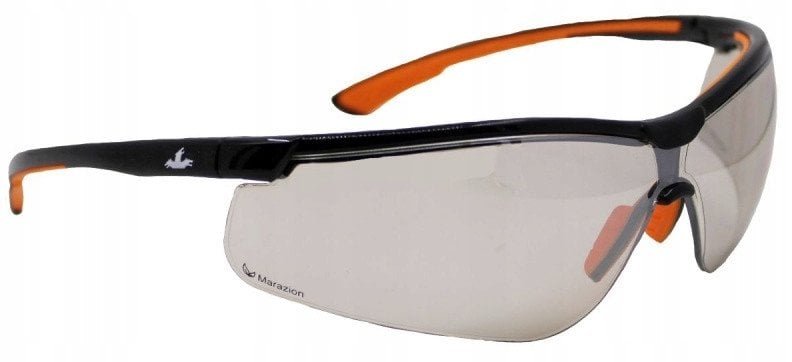 Okulary ochronne MCR Marazion, przyciemniane soczewki UV, czarno-pomarańczowe oprawki