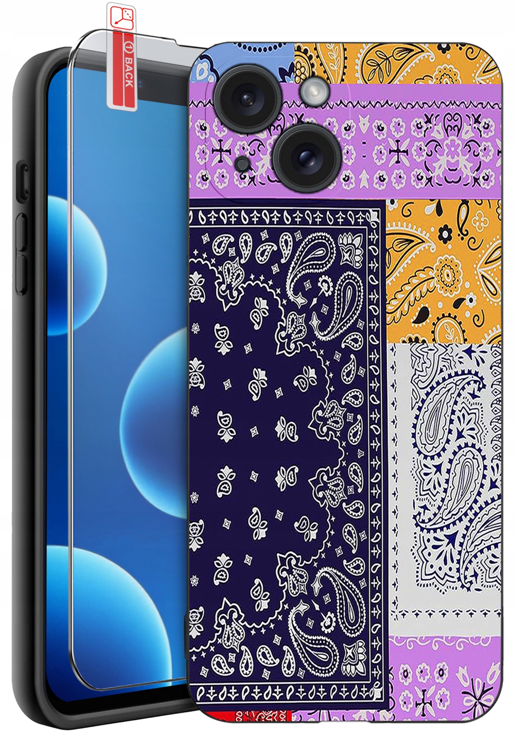 ETUI do iPhone 13 | 14 | WZORY | SILIKONOWE MATT CASE + SZKŁO 9H