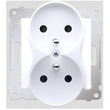 Kontakt-Simon Gniazdo podwójne z/u i przesłonami 16A 230V białe - DGZ2MZN.01/11