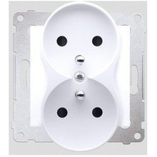 Kontakt-Simon Gniazdo podwójne z/u i przesłonami 16A 230V białe - DGZ2MZN.01/11