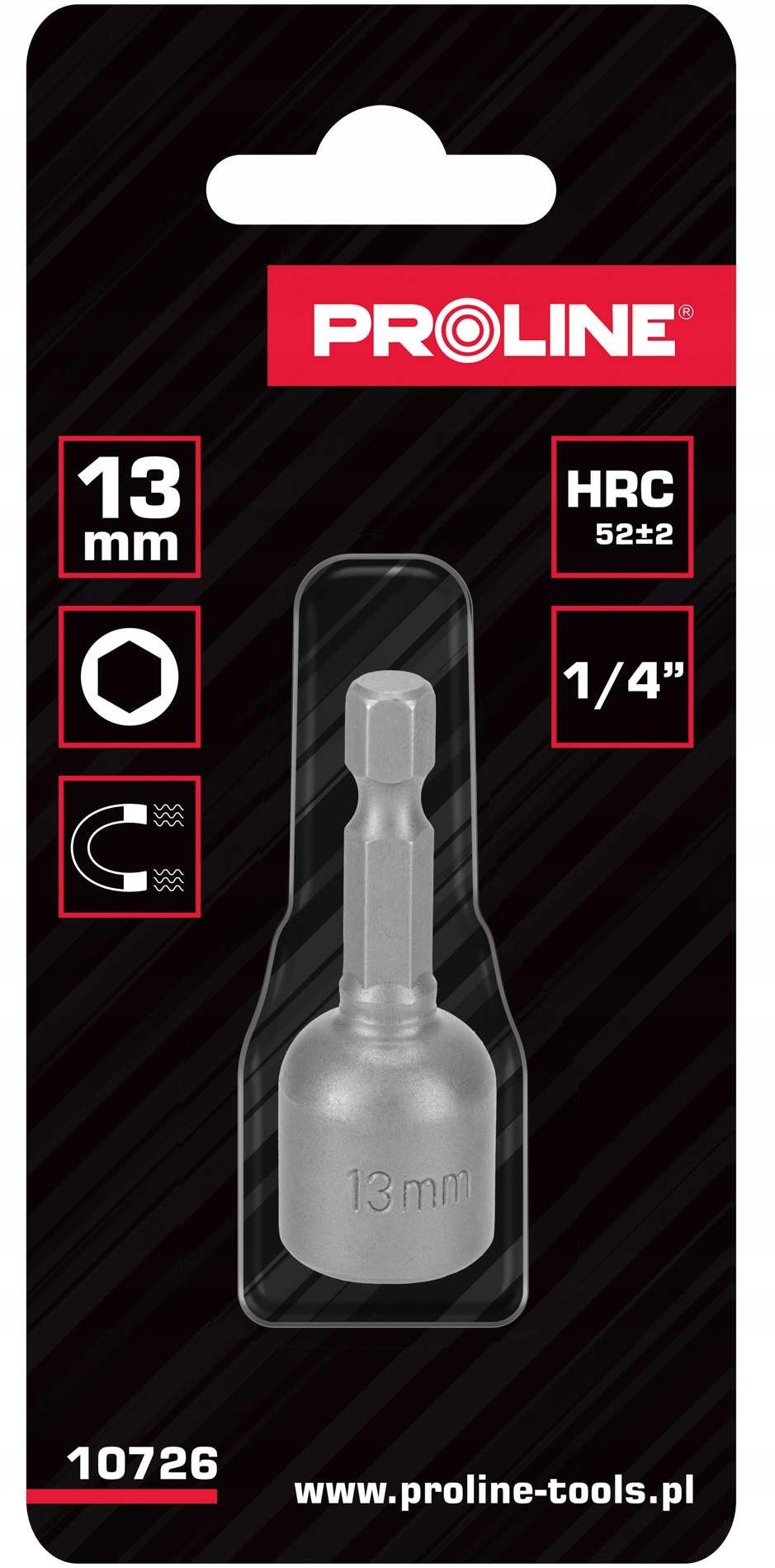 KOŃCÓWKA Z NASADKĄ MAGNET.,1/4", 6-KĄT, 13MM, SZT.1 PROLINE