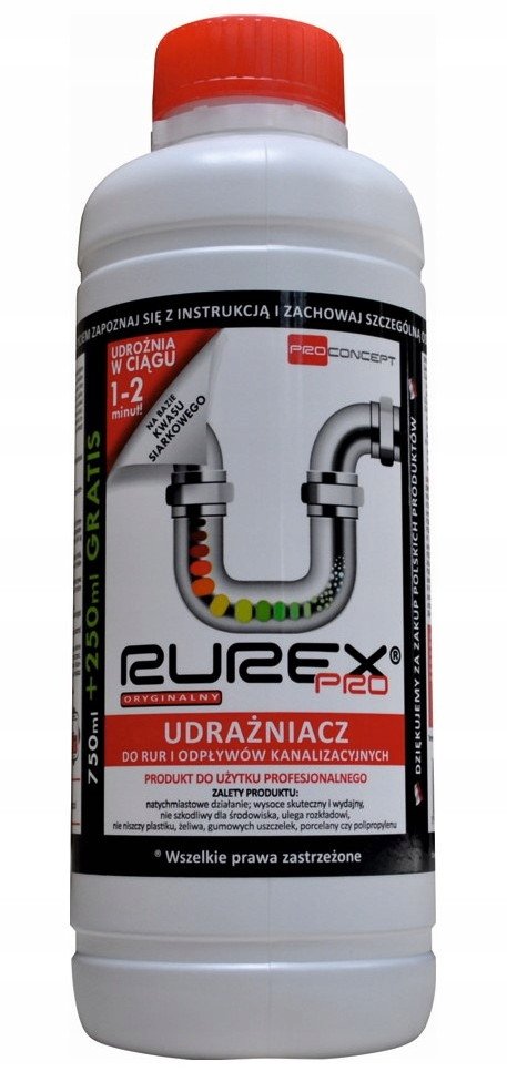RUREX PRO 1L Udrażniacz do rur i odpływów kanalizacyjnych