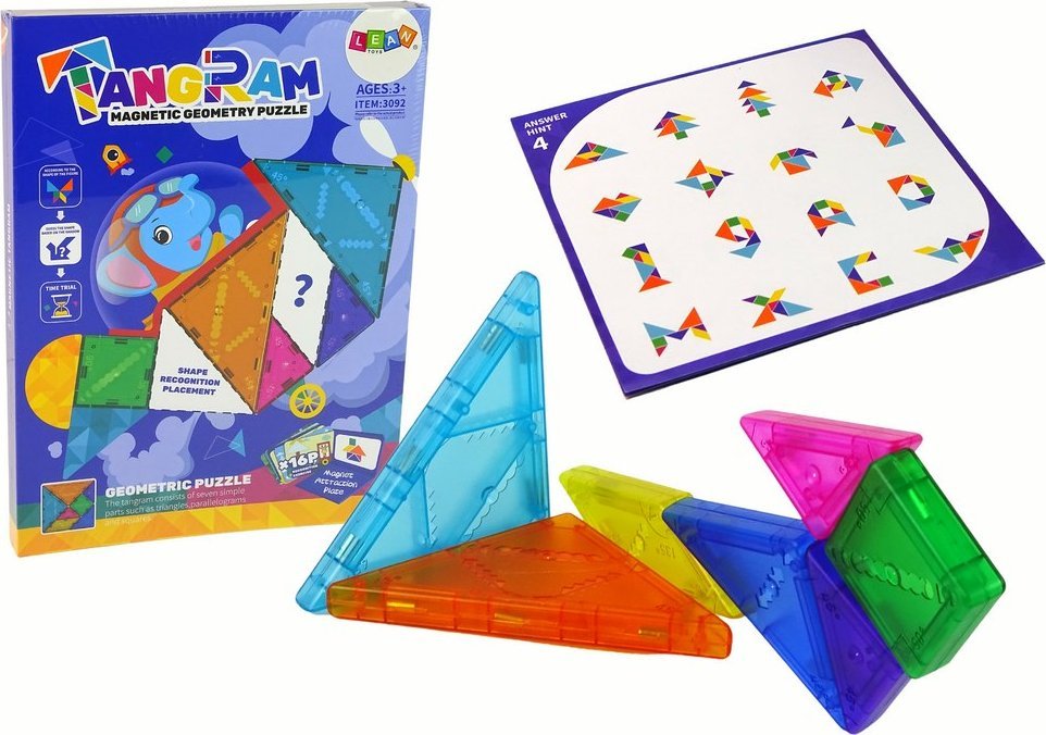 LeanToys Układanka Tangram 7 Magnetycznych Klocków