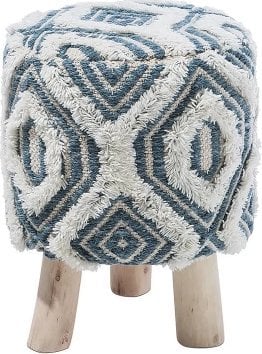 Beliani Stołek biało-niebieski AGRA!