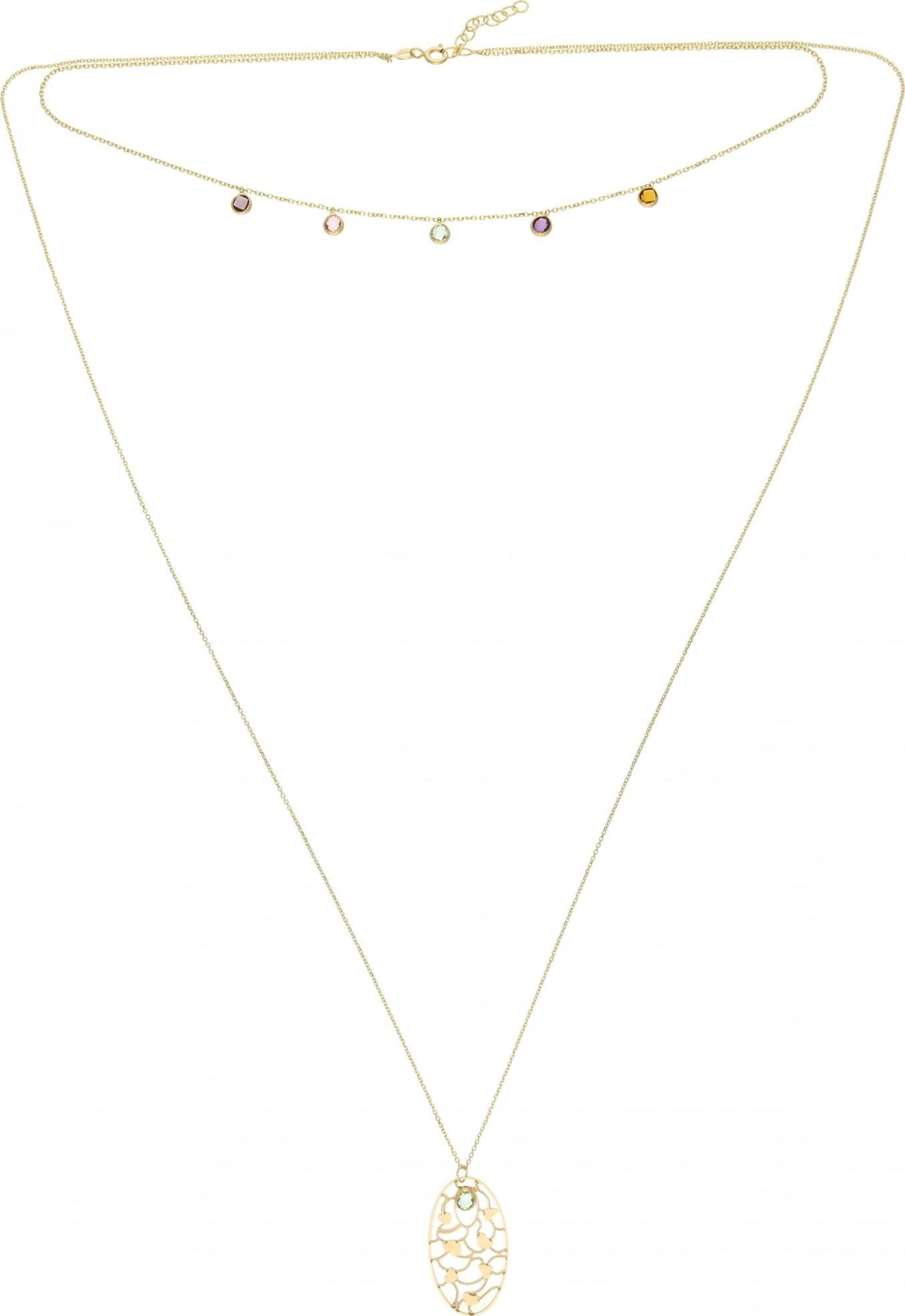 Rosanto Złoty naszyjnik z naturalnymi kamieniami 38 cm 585 14k