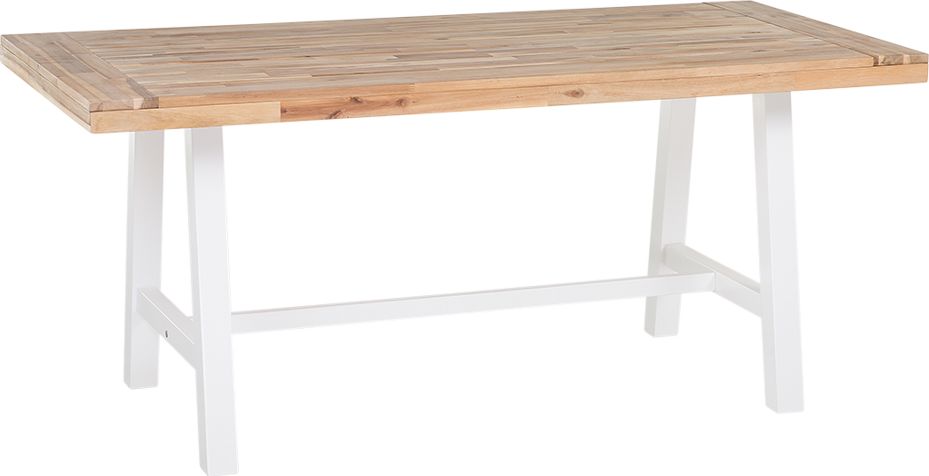 Beliani Stół do jadalni akacjowy 170x80cm biały SCANIA (97067)