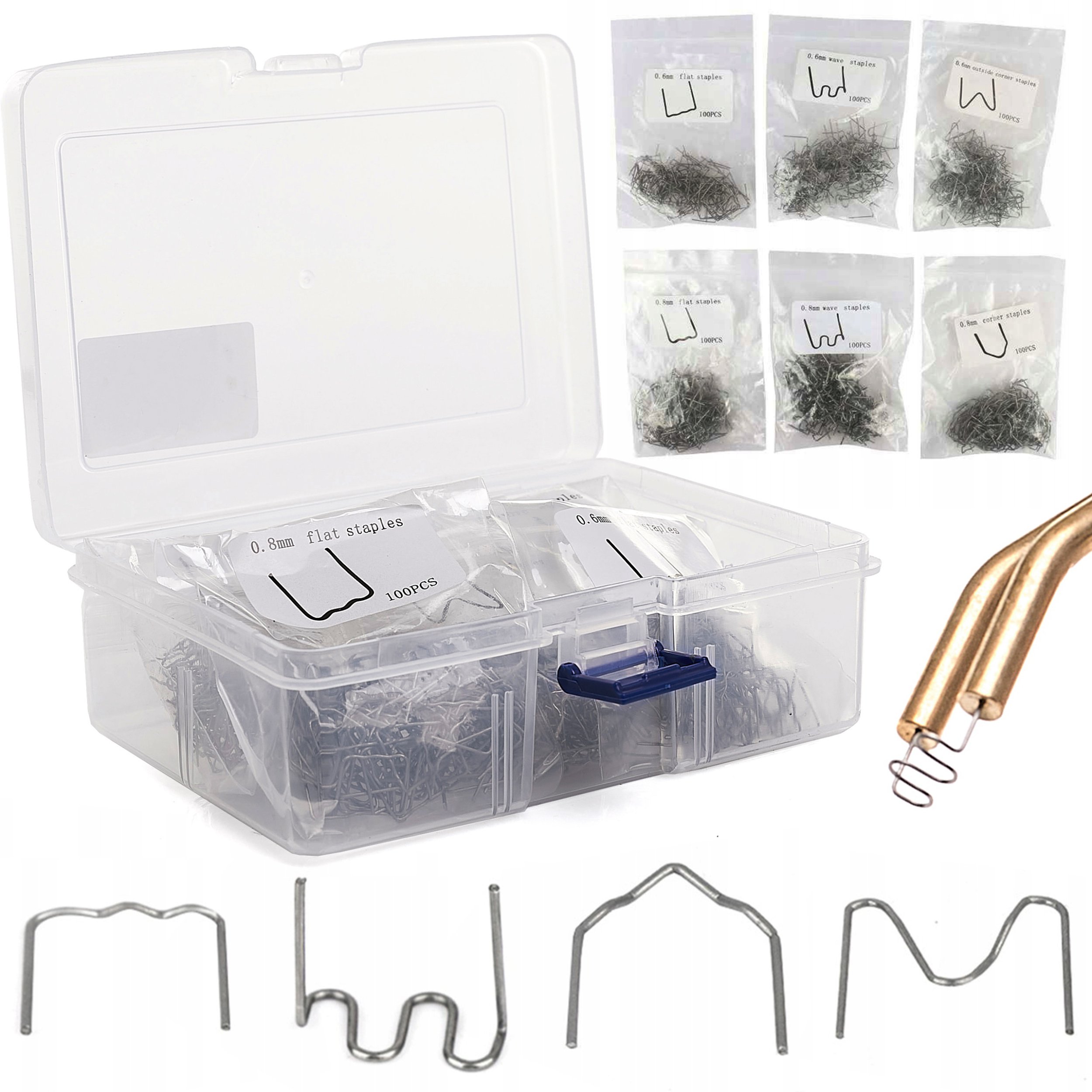 Zszywki 6 Rodzajów 600 sztuk do Zszywacza Plastiku do Zgrzewarki w Organizerze