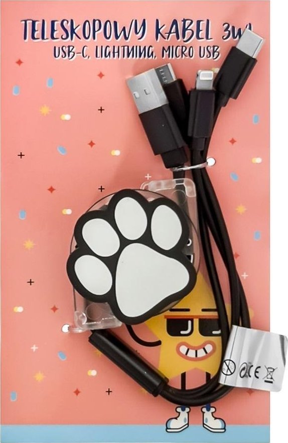 Kabel USB MCD USB-A - USB-C + microUSB + Lightning Czarny (5903420892055)