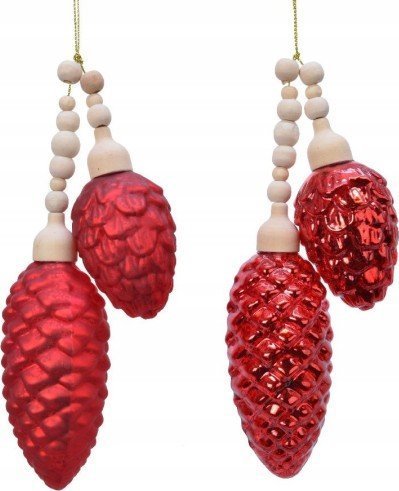Kaemingk Zawieszka na choinkę czerwone szyszki 2 szt.