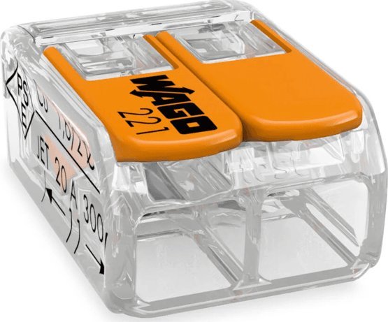 Wago Szybkozłączka 2x0,2-4mm2 transparentna / pomarańczowa 221-412 /100szt./