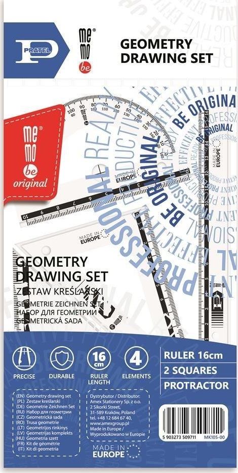 MemoBe Zestaw kreślarski z linijką 16cm MamoBe PRATEL