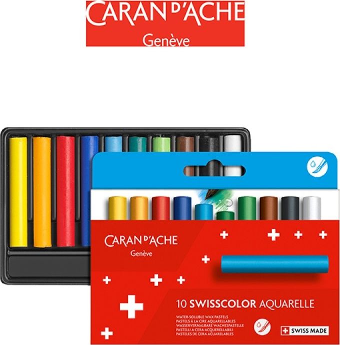 Caran d`Arche Kredki akwarelowe woskowe CARAN D'ACHE Swisscolor, kartonowe pudełko, 10 szt.