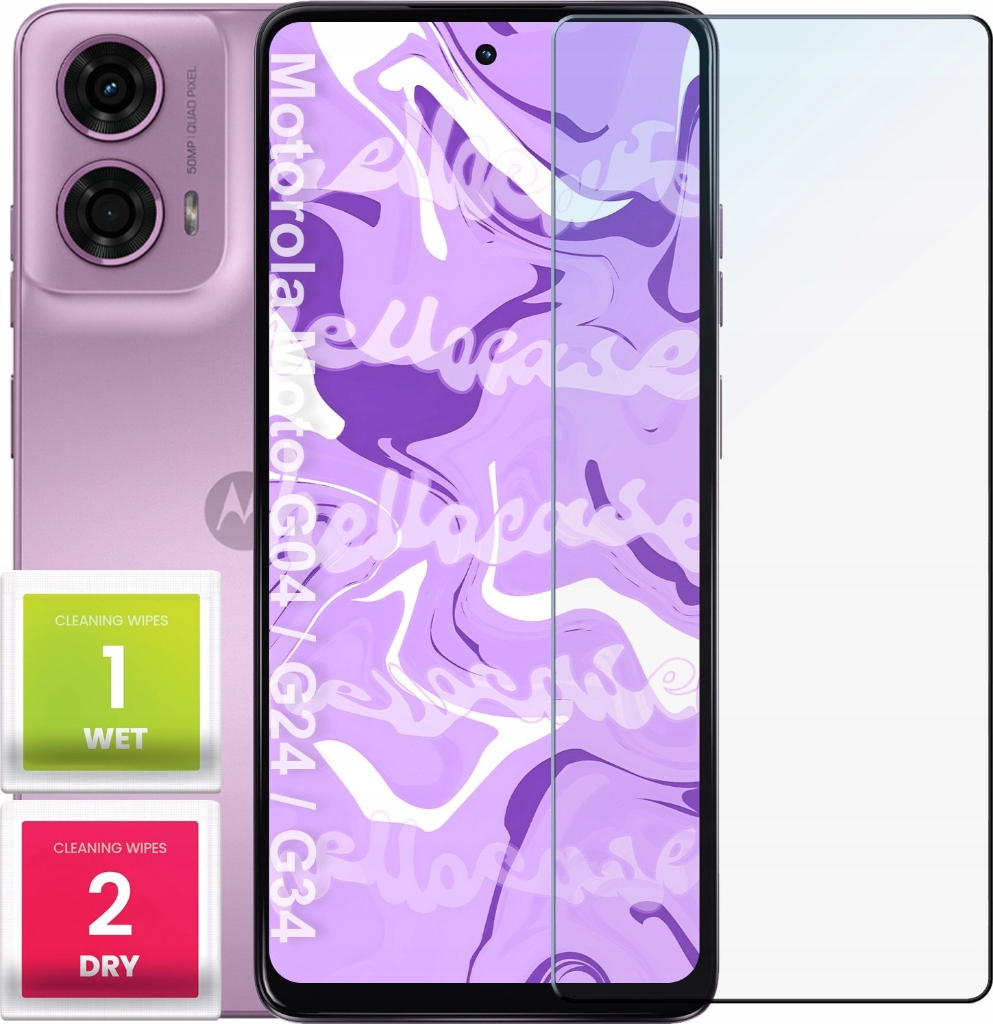 Hello Case Szkło Hartowane do Motorola Moto G04 / G24 / G34 / E14 (9H, 2.5D, ochronne)