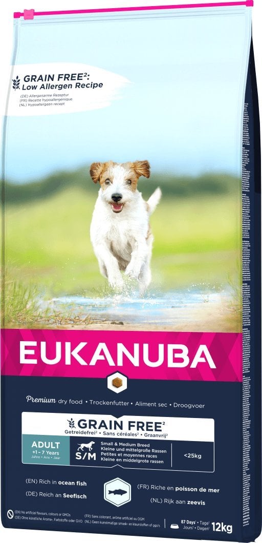 Eukanuba EUKANUBA Adult small/medium Grain Free ryba oceaniczna pies 12Kg