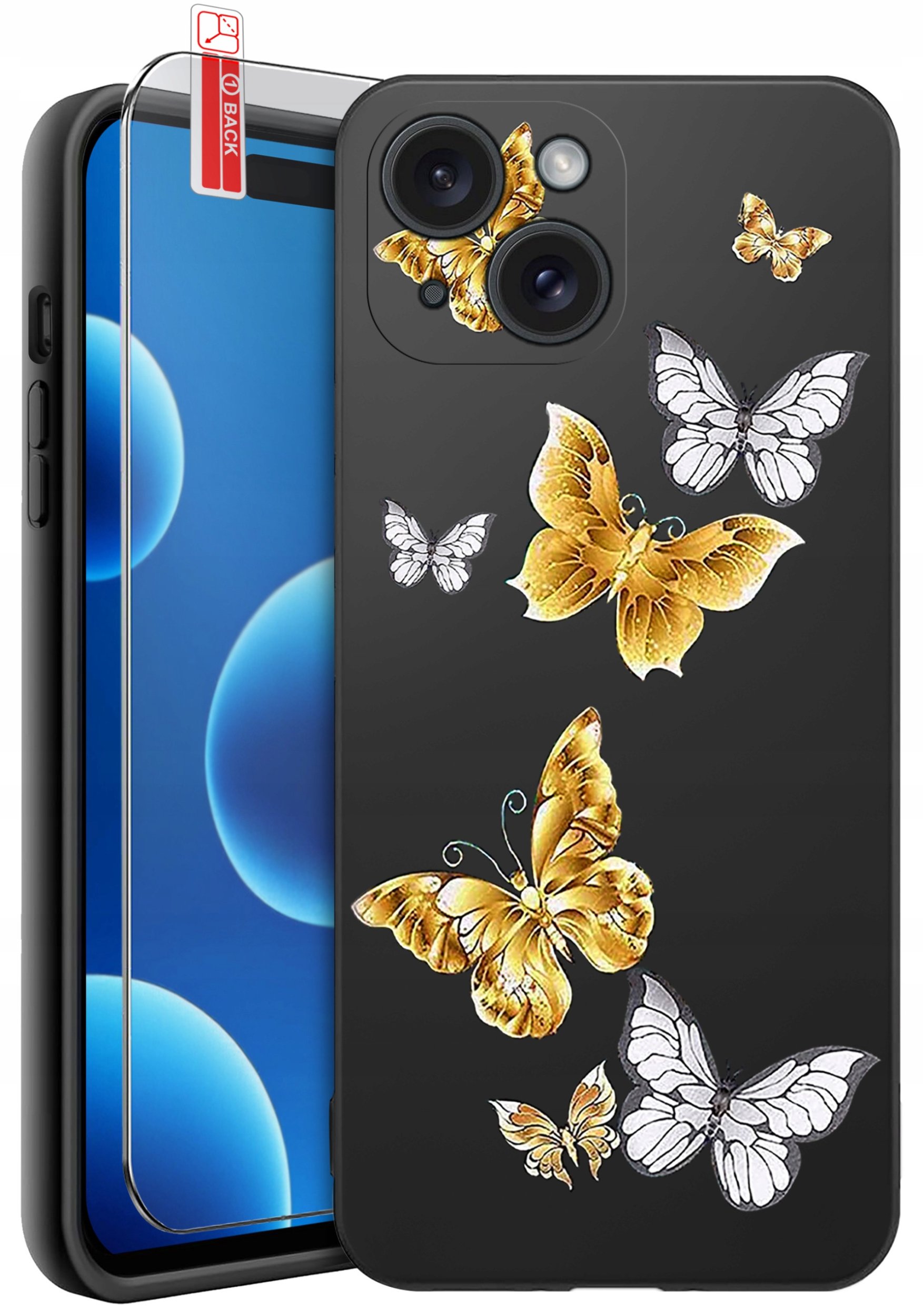 ETUI do iPhone 15 | WZORY | SILIKONOWE MATT CASE + SZKŁO 9H